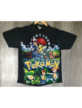 Rare Pokemon Pocket Monsters Ash Pikachu Todd Snap Tultex Double Sided